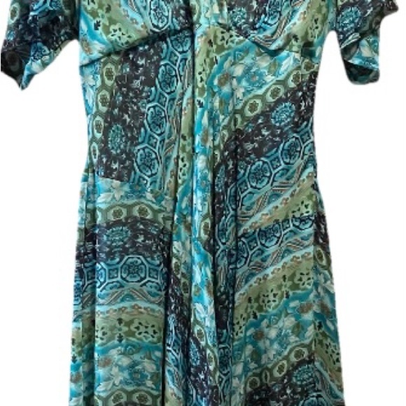 Lane Bryant Floral V-Neck Faux Wrap Midi Dress Blue 16 - Picture 9 of 11